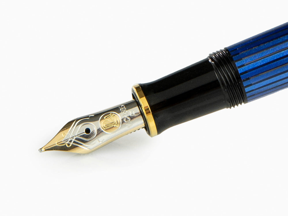 Pluma Estilográfica Pelikan Souverän M400 - Negra y Azul - Plumín Oro