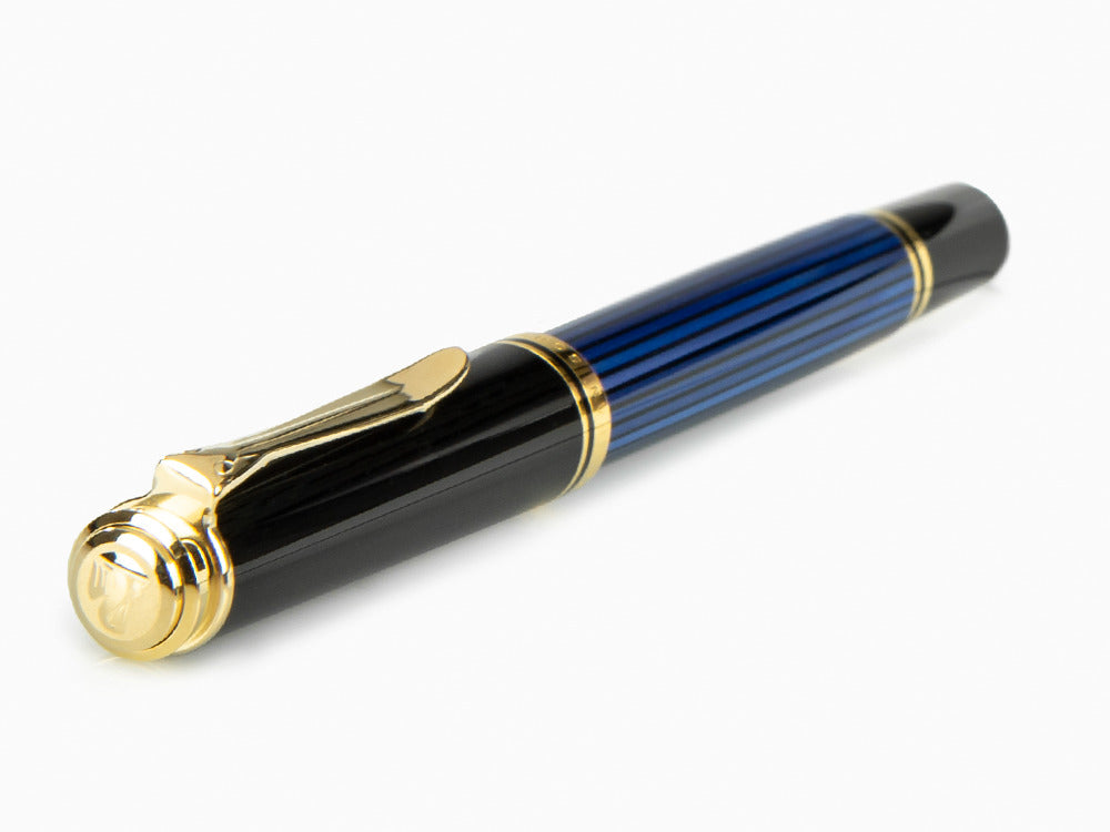 Pluma Estilográfica Pelikan Souverän M400 - Negra y Azul - Plumín Oro