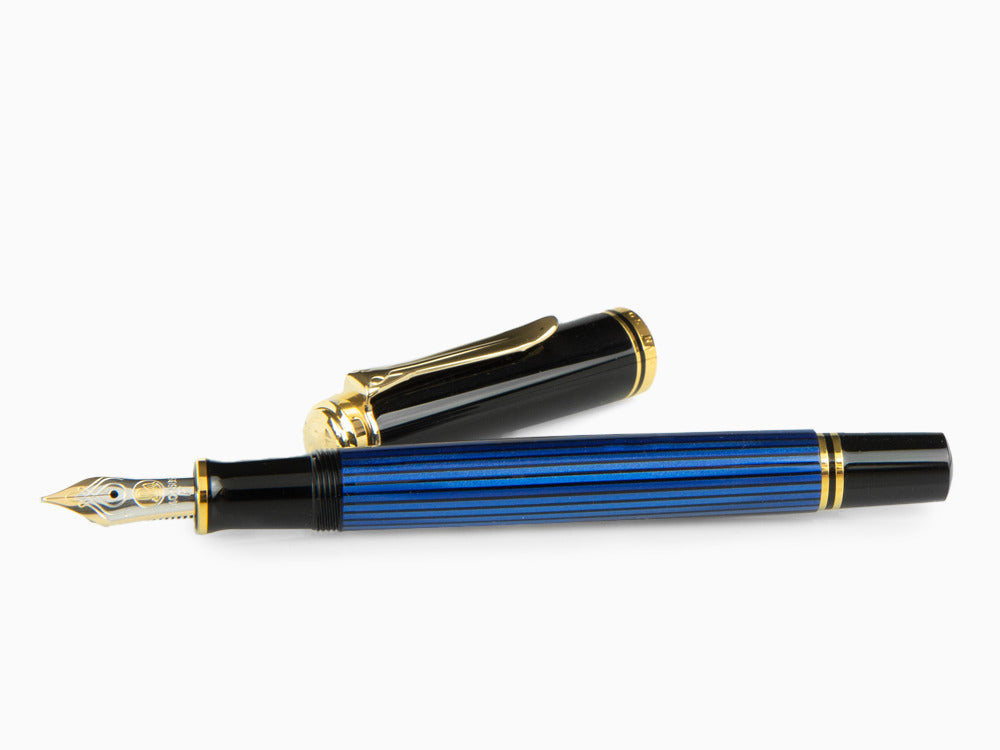 Pluma Estilográfica Pelikan Souverän M400 - Negra y Azul - Plumín Oro