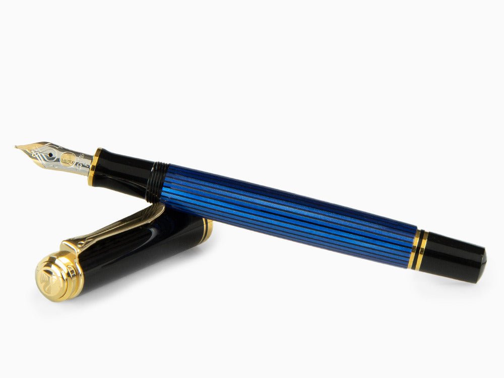 Pluma Estilográfica Pelikan Souverän M400 - Negra y Azul - Plumín Oro