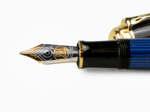 Pluma Estilográfica Pelikan M800, Resina Azul, Adornos en oro, 995951