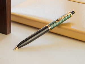 Bolígrafo Pelikan K400, Negro y verde, Adornos en oro, 996835