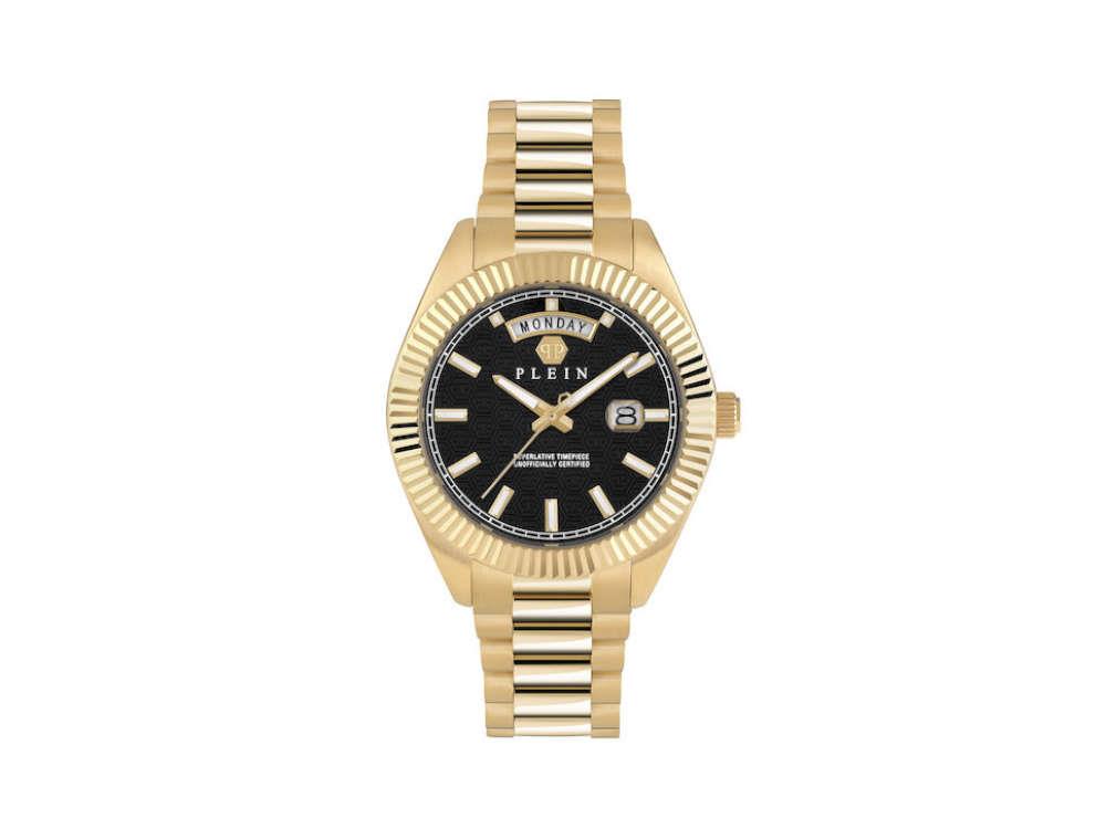 Reloj de Cuarzo Philipp Plein Date Superlative, PVD Oro, Negro, 42 mm, PWPNA0424