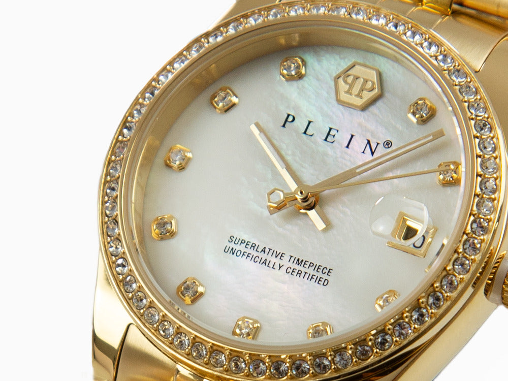 Reloj de Cuarzo Philipp Plein Date Superlative, PVD Oro, Blanco, 34mm, PWYAA0323