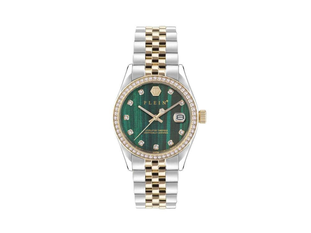 Reloj de Cuarzo Philipp Plein Date Superlative, PVD Oro, Verde, 34 mm, PWYAA0523