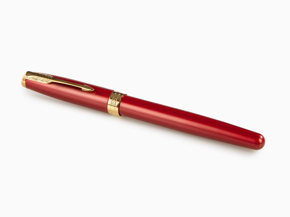 Pluma Estilográfica Parker Sonnet, Laca, Adornos en Oro, Rojo, 1931474