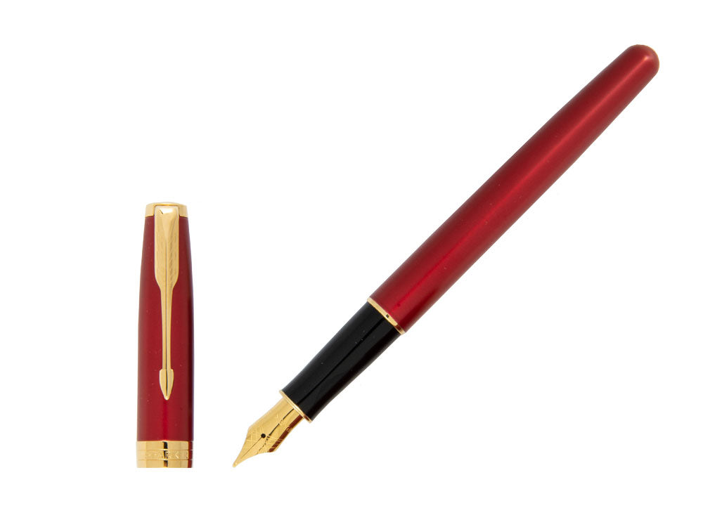 Pluma Estilográfica Parker Sonnet, Laca, Adornos en Oro, Rojo, 1931474