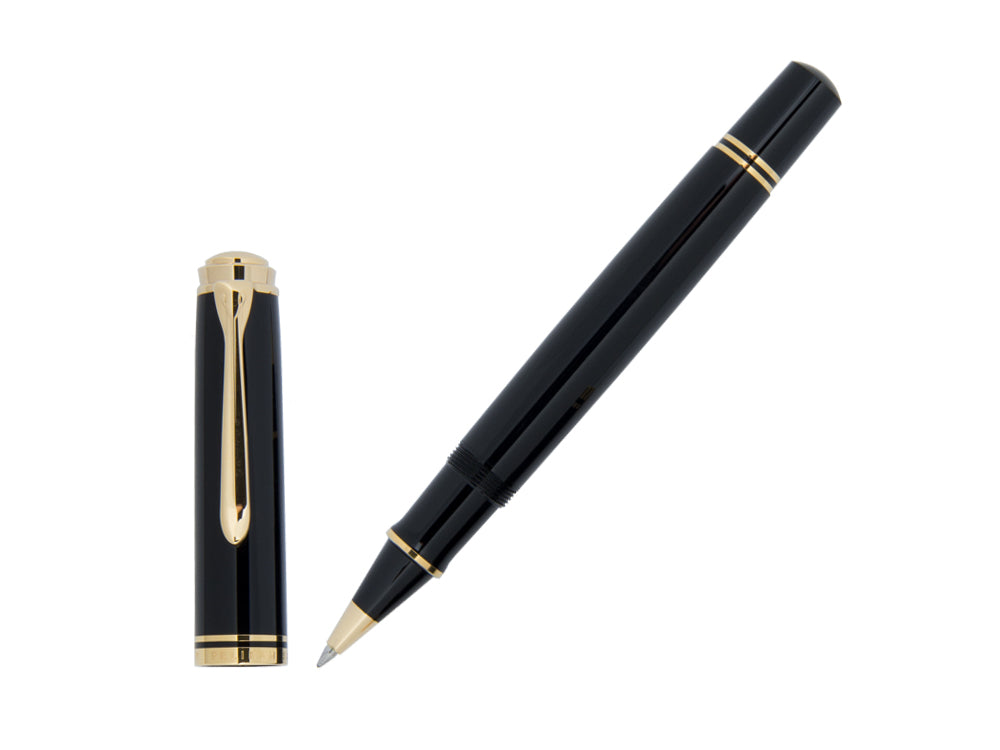 Roller Pelikan Souverän R800, Resina Negra, Adornos en oro, 997643