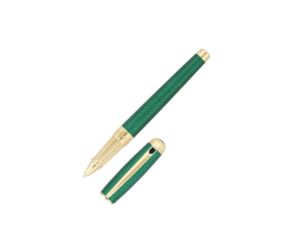 Roller S.T. Dupont Line D Guilloche Large, Verde, Adornos en oro, 412113L