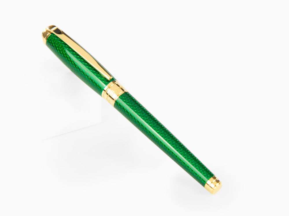 Roller S.T. Dupont Line D Guilloche Large, Verde, Adornos en oro, 412113L