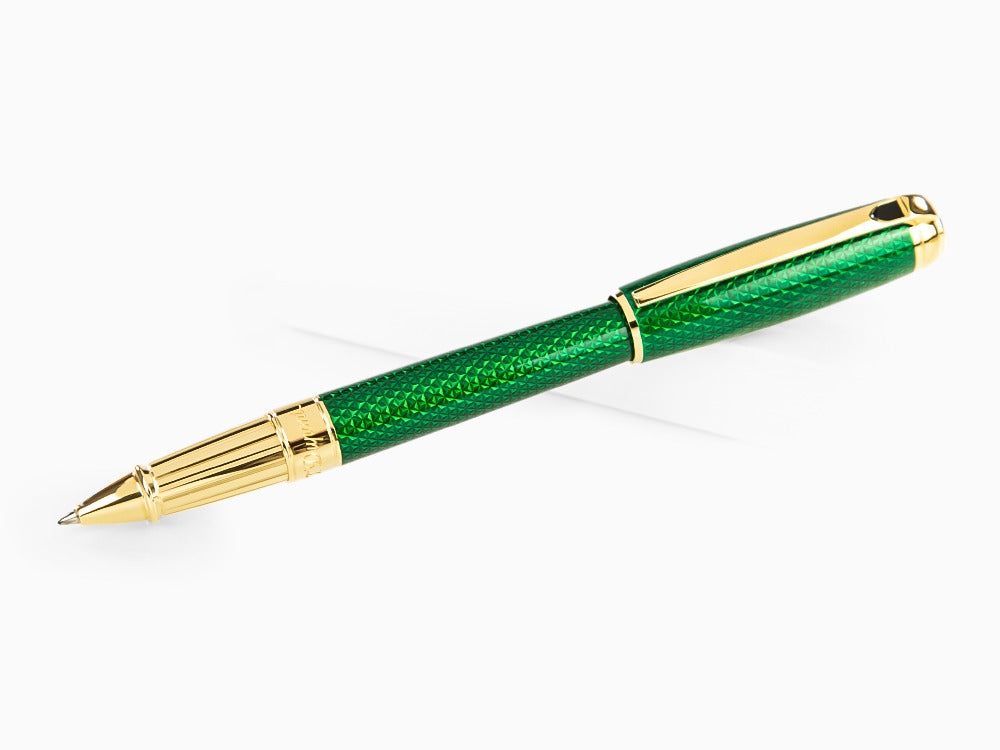 Roller S.T. Dupont Line D Guilloche Large, Verde, Adornos en oro, 412113L