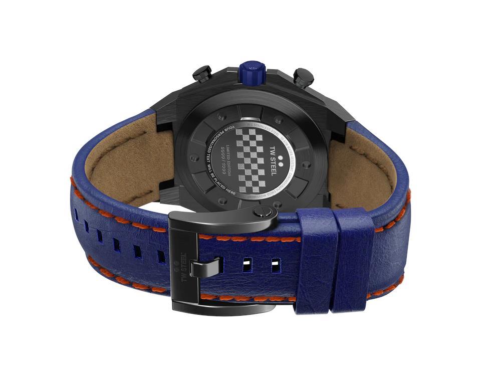 Reloj de Cuarzo TW Steel Ceo Tech 44mm, Azul, 44 mm, Piel, 10 atm, CE4072