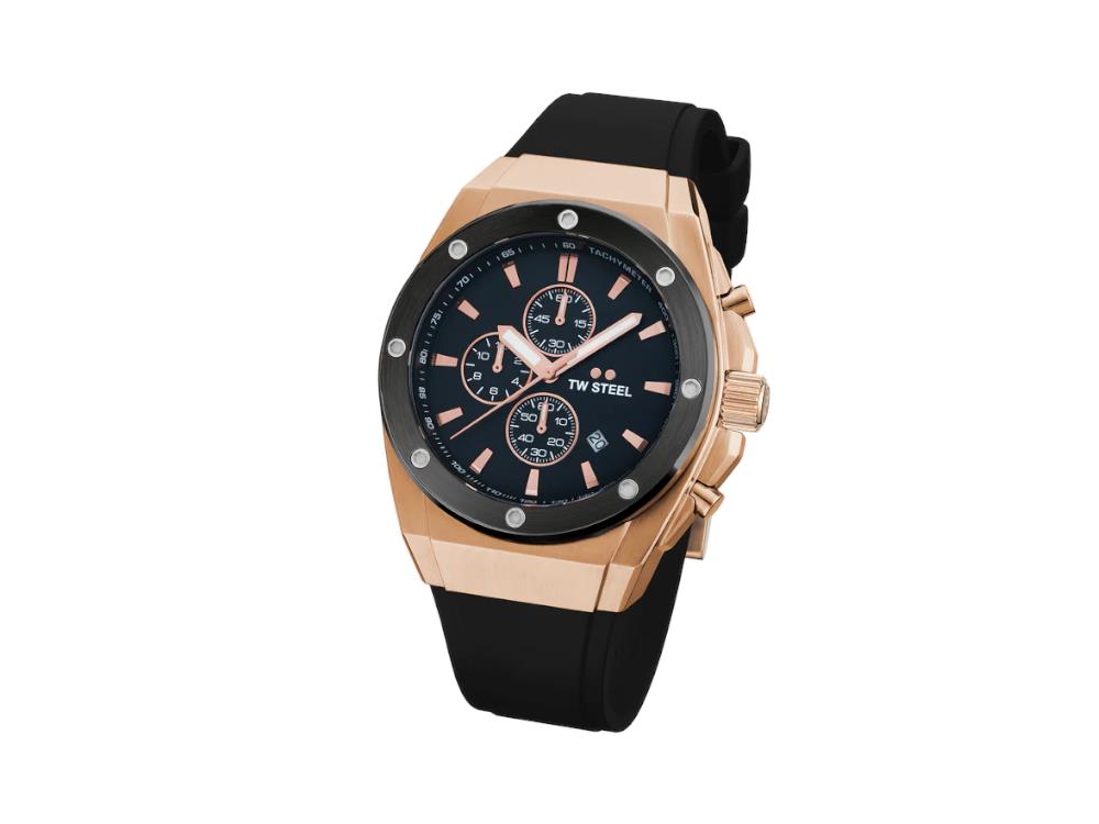 Reloj de Cuarzo TW SteelCeo Tech 44mm, Negro, 44 mm, Caucho, 10 atm, CE4103