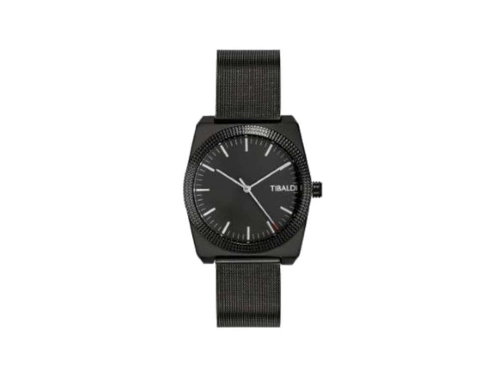 Reloj de Cuarzo Tibaldi Men's, Negro, 39mm x 46mm, Malla milanesa, TMM-SS-MM