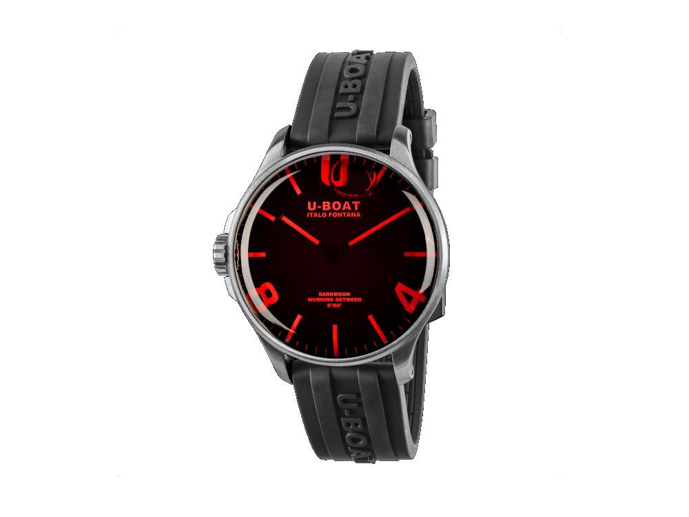 Reloj de Cuarzo U-Boat Capsoil Darkmoon 44 Red SS, Negro, 44 mm, 8465/A