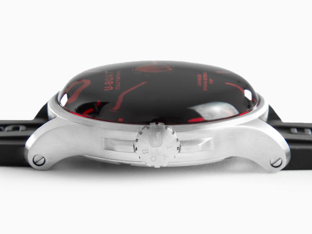 Reloj de Cuarzo U-Boat Capsoil Darkmoon 44 Red SS, Negro, 44 mm, 8465/A