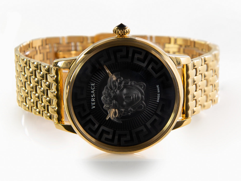 Reloj de Cuarzo Versace Medusa Alchemy, PVD Oro, Negro, 38 mm, VE6F00523