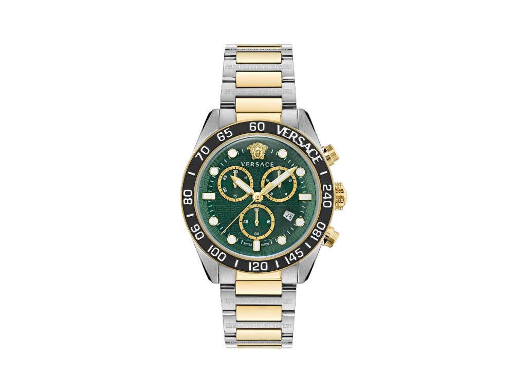 Reloj de Cuarzo Versace Greca Dome Chrono, PVD Oro, Verde, 43 mm, VE6K00423