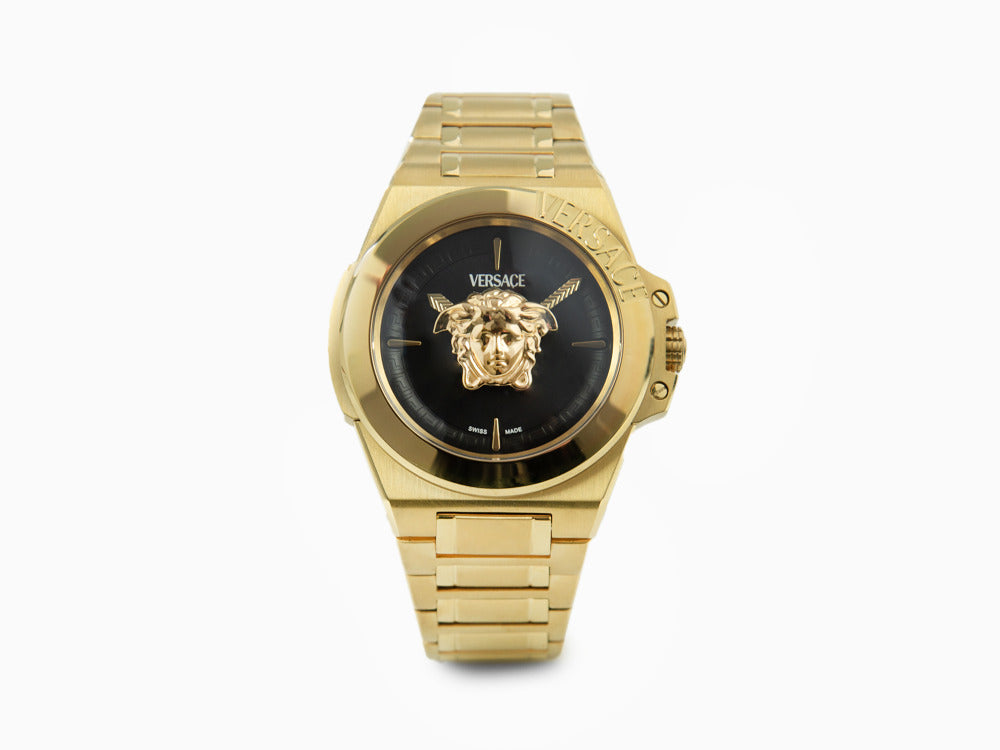 Reloj de Cuarzo Versace HerA, PVD Oro, Negro, 37 mm, Cristal Zafiro, VE8D00624