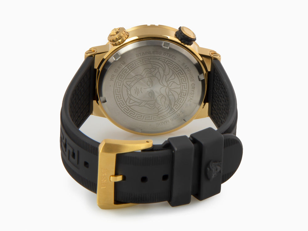 Reloj de Cuarzo Versace Greca Logo Diver, PVD Oro, Negro, 43 mm, VE8G00324