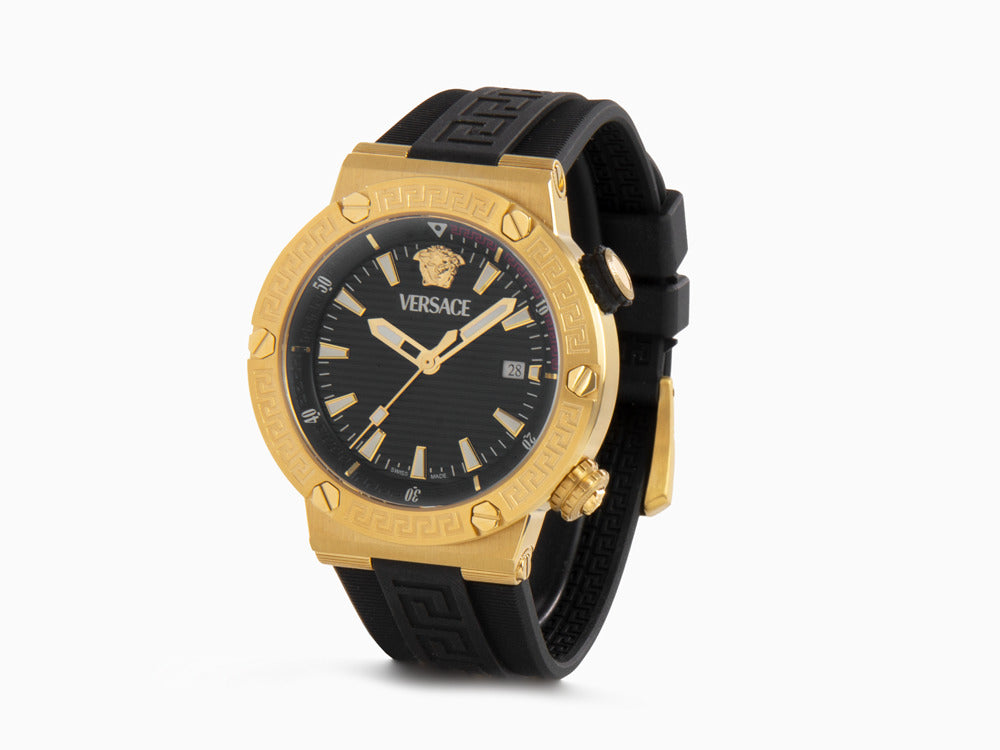 Reloj de Cuarzo Versace Greca Logo Diver, PVD Oro, Negro, 43 mm, VE8G00324