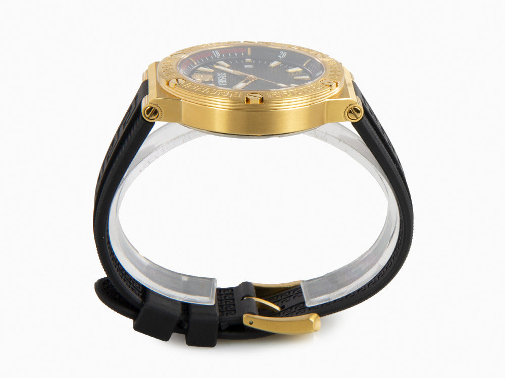 Reloj de Cuarzo Versace Greca Logo Diver, PVD Oro, Negro, 43 mm, VE8G00324