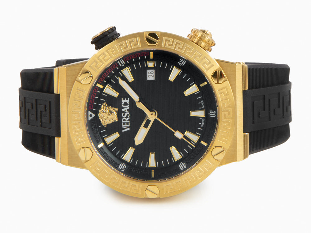 Reloj de Cuarzo Versace Greca Logo Diver, PVD Oro, Negro, 43 mm, VE8G00324