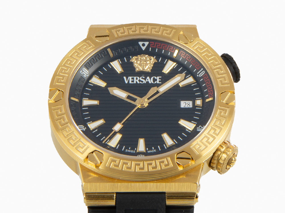 Reloj de Cuarzo Versace Greca Logo Diver, PVD Oro, Negro, 43 mm, VE8G00324