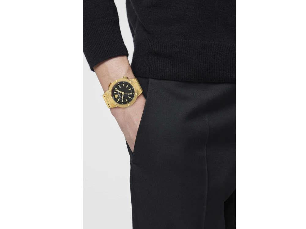 Reloj de Cuarzo Versace Greca Logo Diver, PVD Oro, Negro, 43 mm, VE8G00624