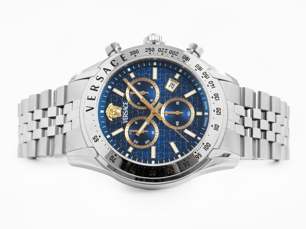 Reloj de Cuarzo Versace Chrono Master, Azul, 44 mm, Cristal de Zafiro, VE8R00324