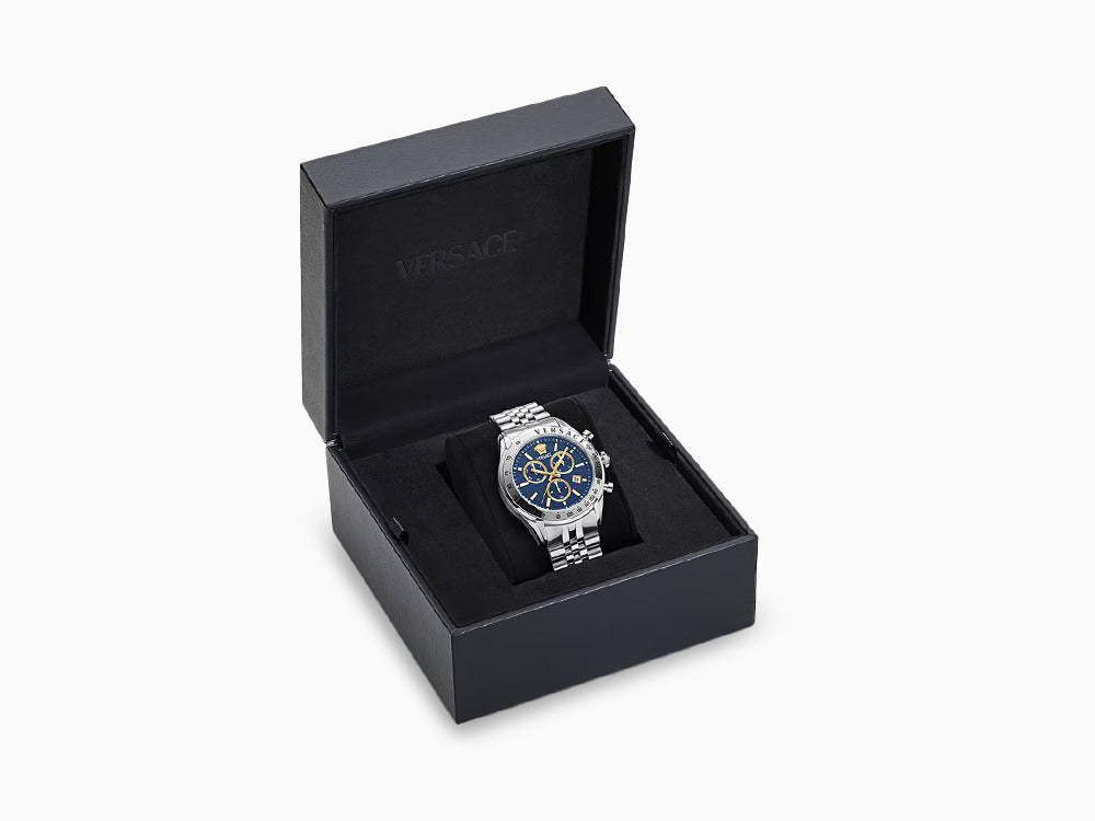 Reloj de Cuarzo Versace Chrono Master, Azul, 44 mm, Cristal de Zafiro, VE8R00324