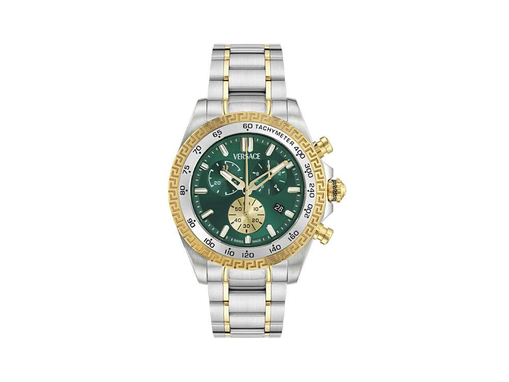 Reloj de Cuarzo Versace Chrono X, Acero reciclado, Verde, 44 mm, VE9K00424