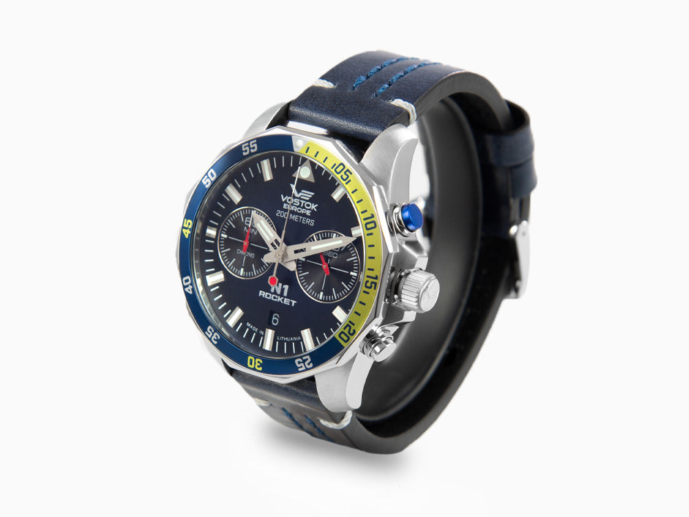 Reloj de Cuarzo Vostok Europe Rocket N-1, Azul, 46 mm, Cronógrafo, 6S21-225A708