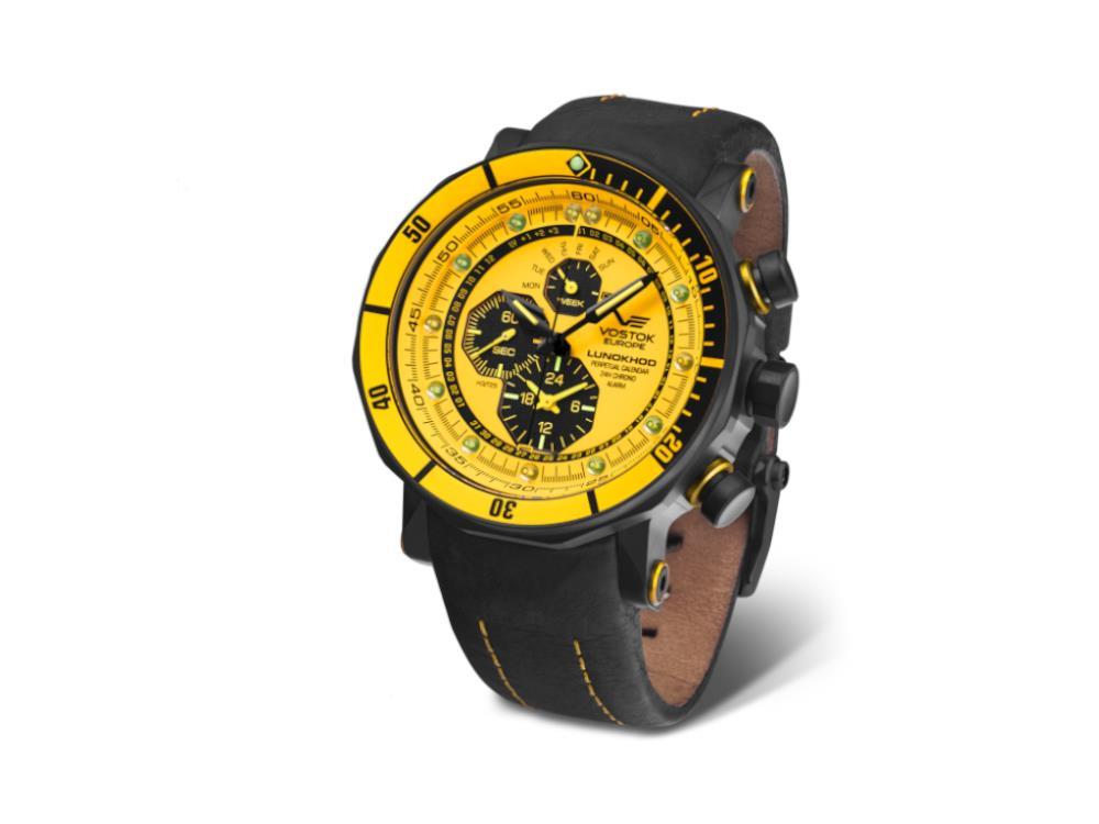 Reloj de Cuarzo Vostok Europe Lunokhod-2, Amarillo, 49 mm, Crono, YM86-620C504