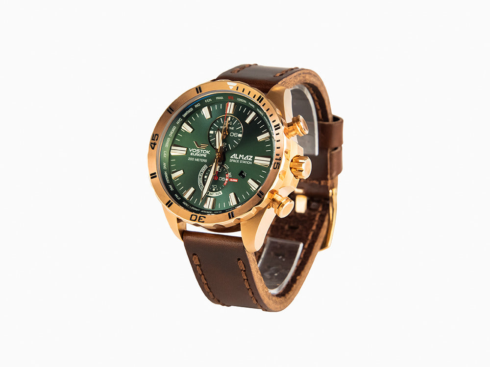 Reloj de Cuarzo Vostok Europe Almaz, PVD, Verde, 47 mm, Cronógrafo, YM8J-320B656