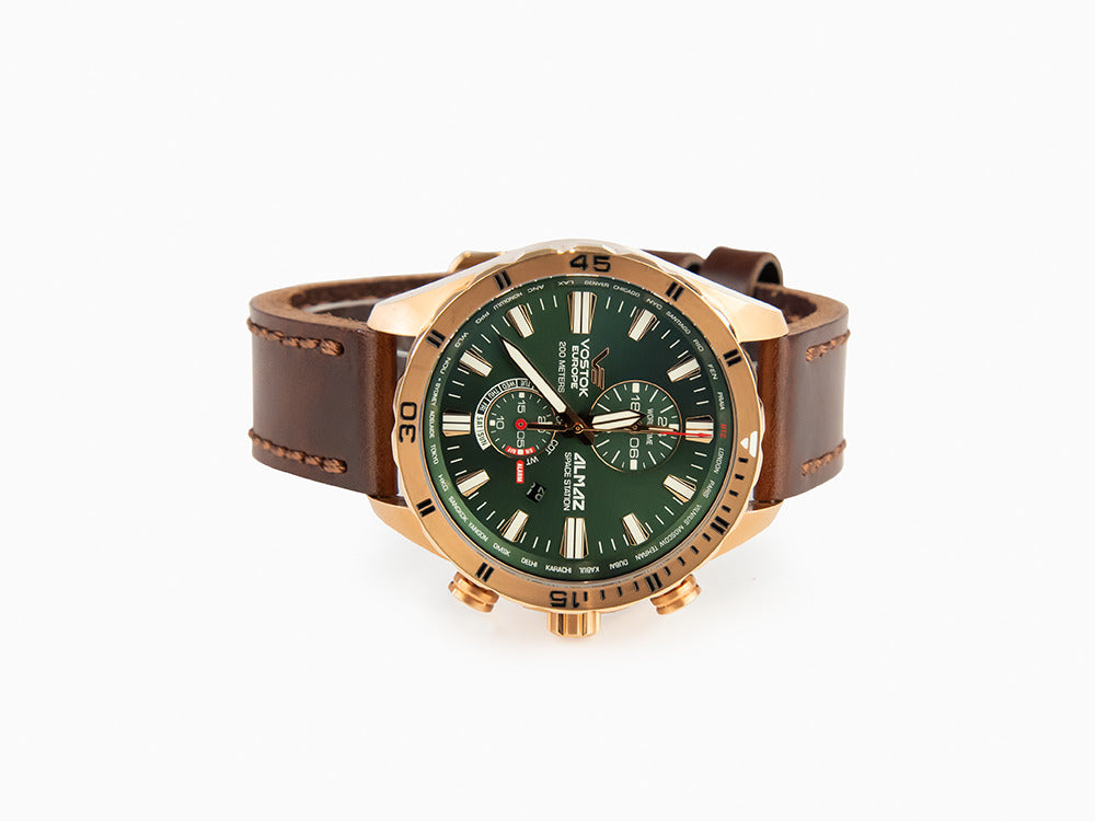 Reloj de Cuarzo Vostok Europe Almaz, PVD, Verde, 47 mm, Cronógrafo, YM8J-320B656