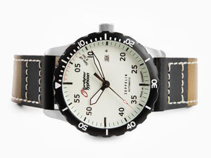 Reloj Automático Zeppelin Eurofighter, PVD, Blanco, 43 mm, Día, Piel, 7268-5