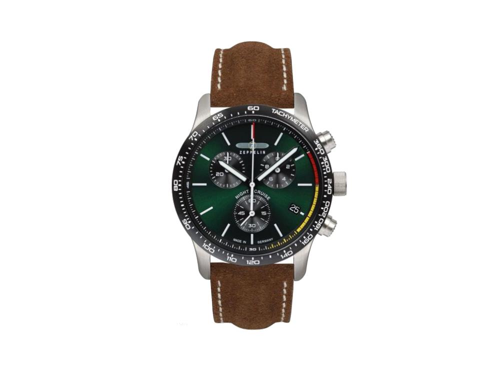 Reloj de Cuarzo Zeppelin Night Cruise, Verde, 42 mm, Cronógrafo, Día, 7288-4