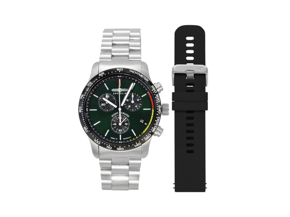 Set Reloj de Cuarzo Zeppelin Night Cruise, Verde, 42 mm, Cronógrafo,7288M-4-SET