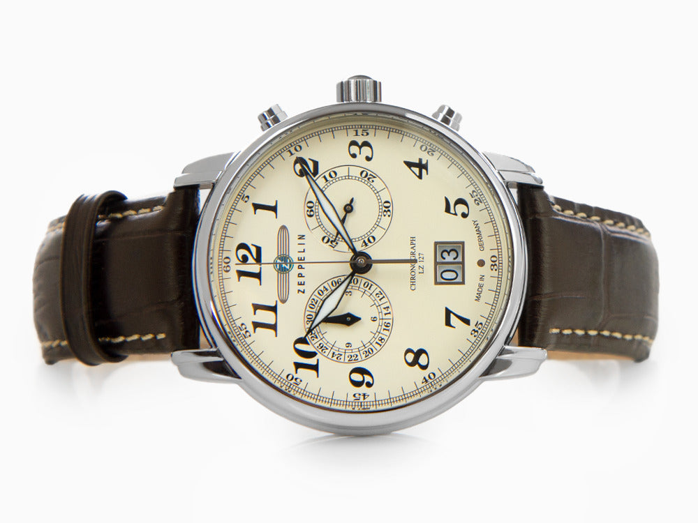 Reloj de Cuarzo Zeppelin LZ 127 Graf Zeppelin, Beige, 40 mm, Cronógrafo, 7684-5