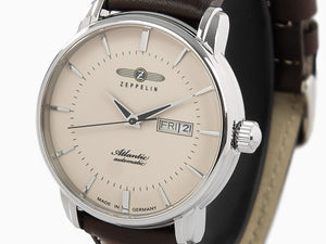 Reloj Automático Zeppelin Atlantic, Beige, 41 mm, Día y fecha, Piel, 8466-5