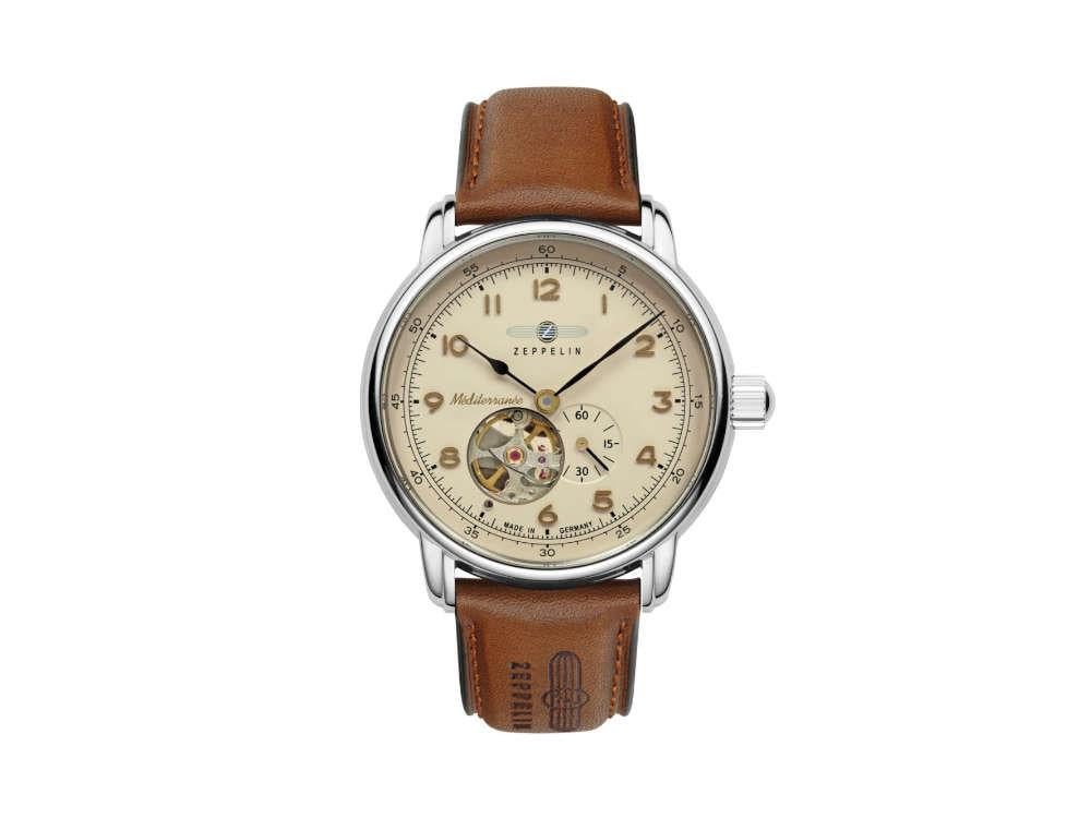 Reloj Automático Zeppelin Méditerranée with Open Heart, Beige, 40 mm, 9666-5