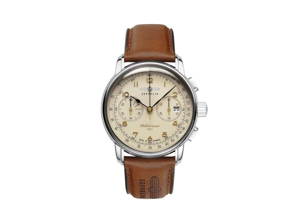 Reloj de Cuarzo Zeppelin Méditerranée Chrono, Beige, 40 mm, Día, 9670-5