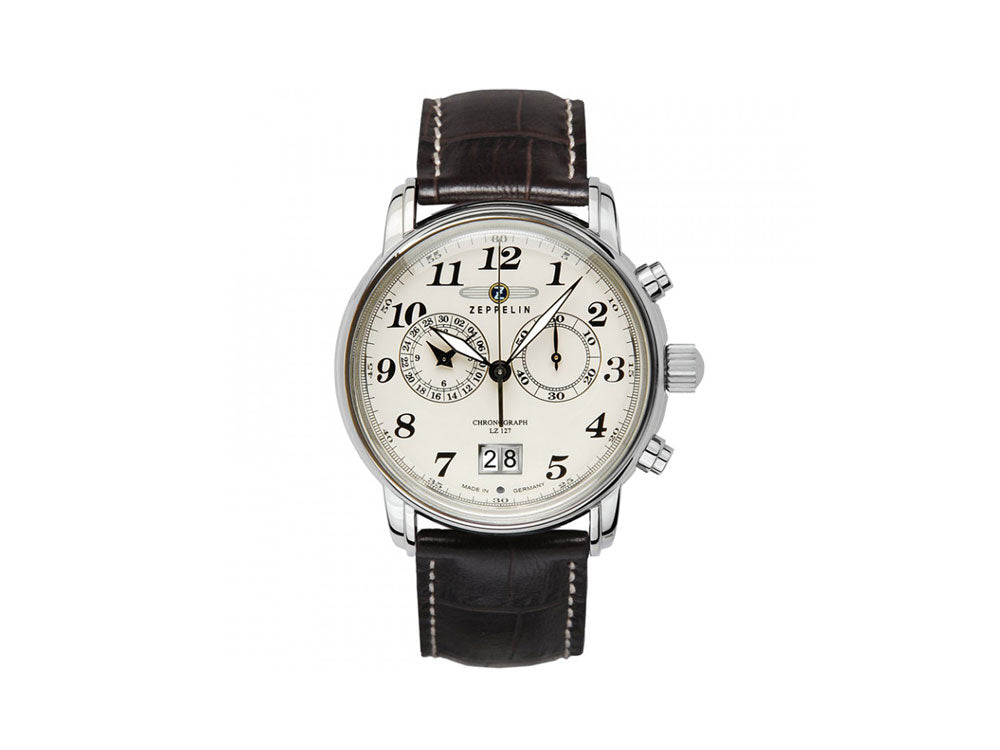 Reloj de Cuarzo Zeppelin LZ 127 Graf Zeppelin, Beige, 40 mm, Cronógrafo, 7684-5