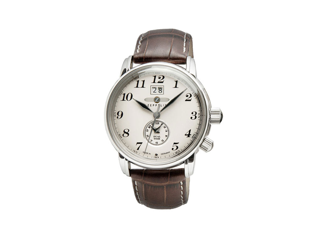 Reloj de Cuarzo Zeppelin LZ 127 Graf Zeppelin, Beige, 42 mm, GMT, 7644-5