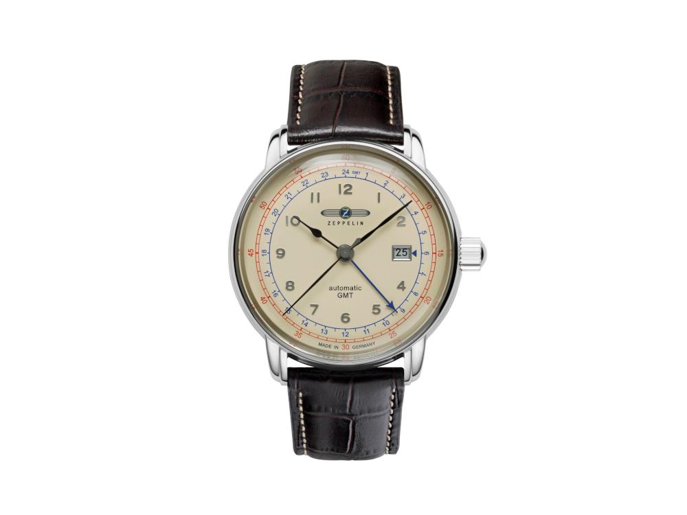 Reloj Automático Zeppelin LZ 129 Hindenburg, Beige, 42 mm, GMT, 7668-5