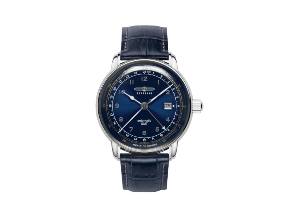 Reloj Automático Zeppelin LZ 129 Hindenburg, Azul, 42 mm, GMT, 7668-3