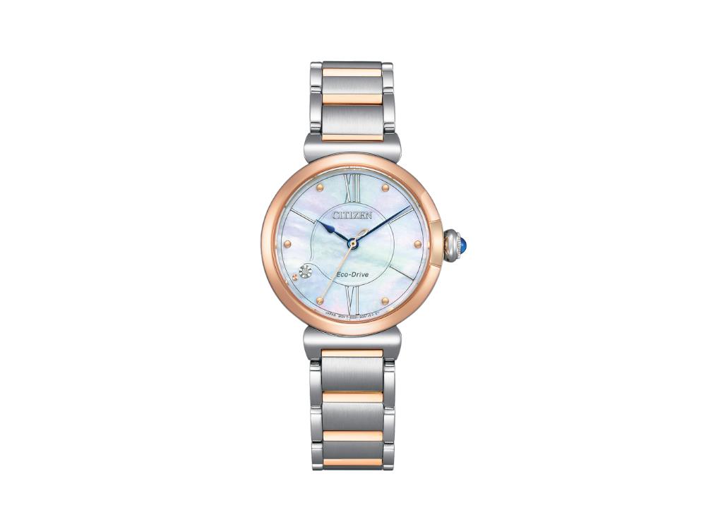 Reloj de Cuarzo Citizen Lady, Eco Drive E031, Madre perla, Bicolor, EM1074-82D