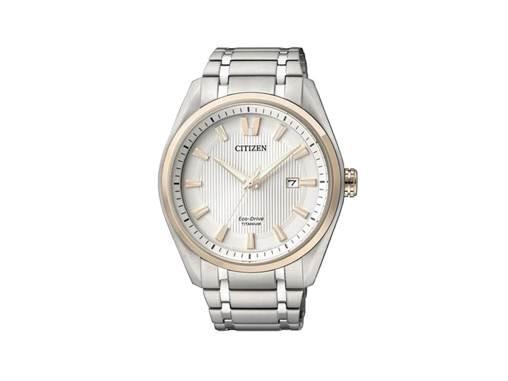 Reloj de Cuarzo Citizen Super Titanium, Eco Drive, 42 mm, Blanco, AW1244-56A