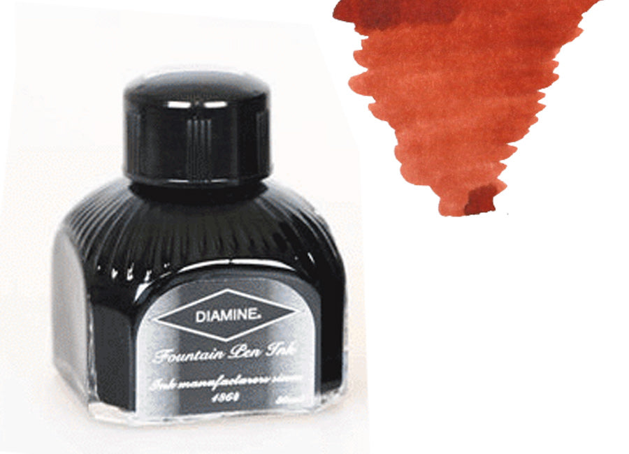 Tintero Diamine, 80ml., Burnt Sienna, Botella de cristal italiano